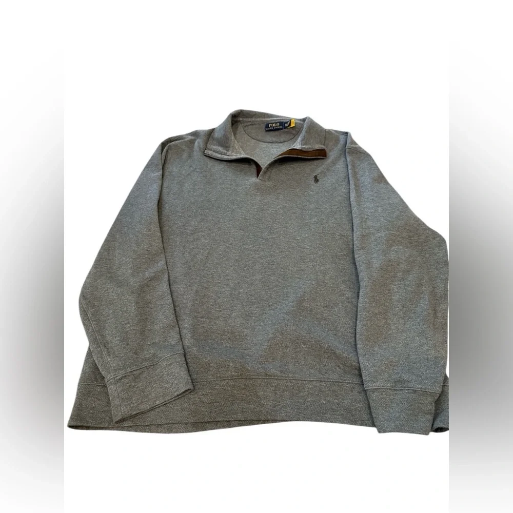 Polo Ralph Lauren Men's Double Knit Jersey Half-Zip Sweater,Gray, XXL‎
